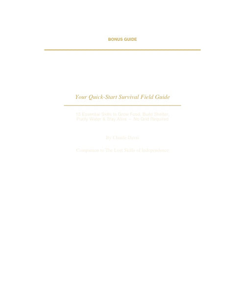 Your Quick Start Survival Field Guide